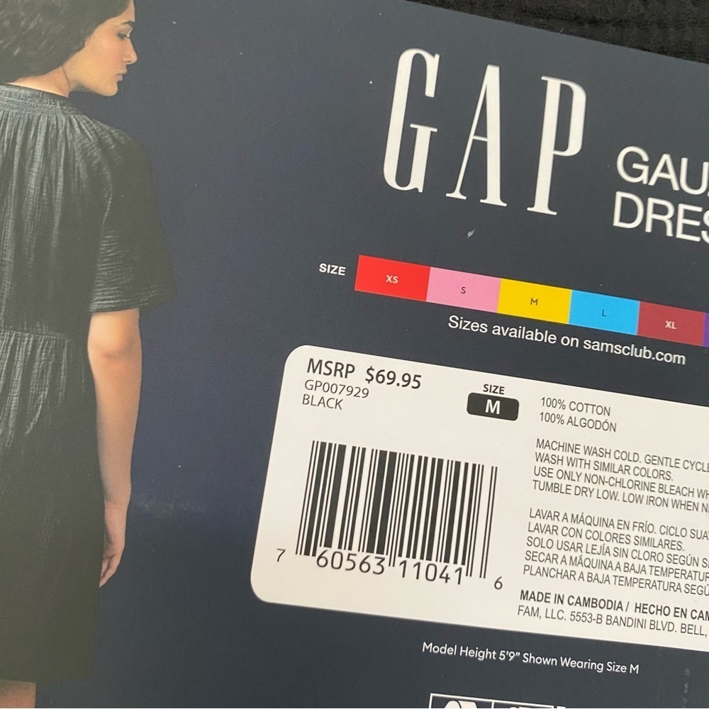 NWT Gap gauze black v-neck mini dress - Picture 4 of 4